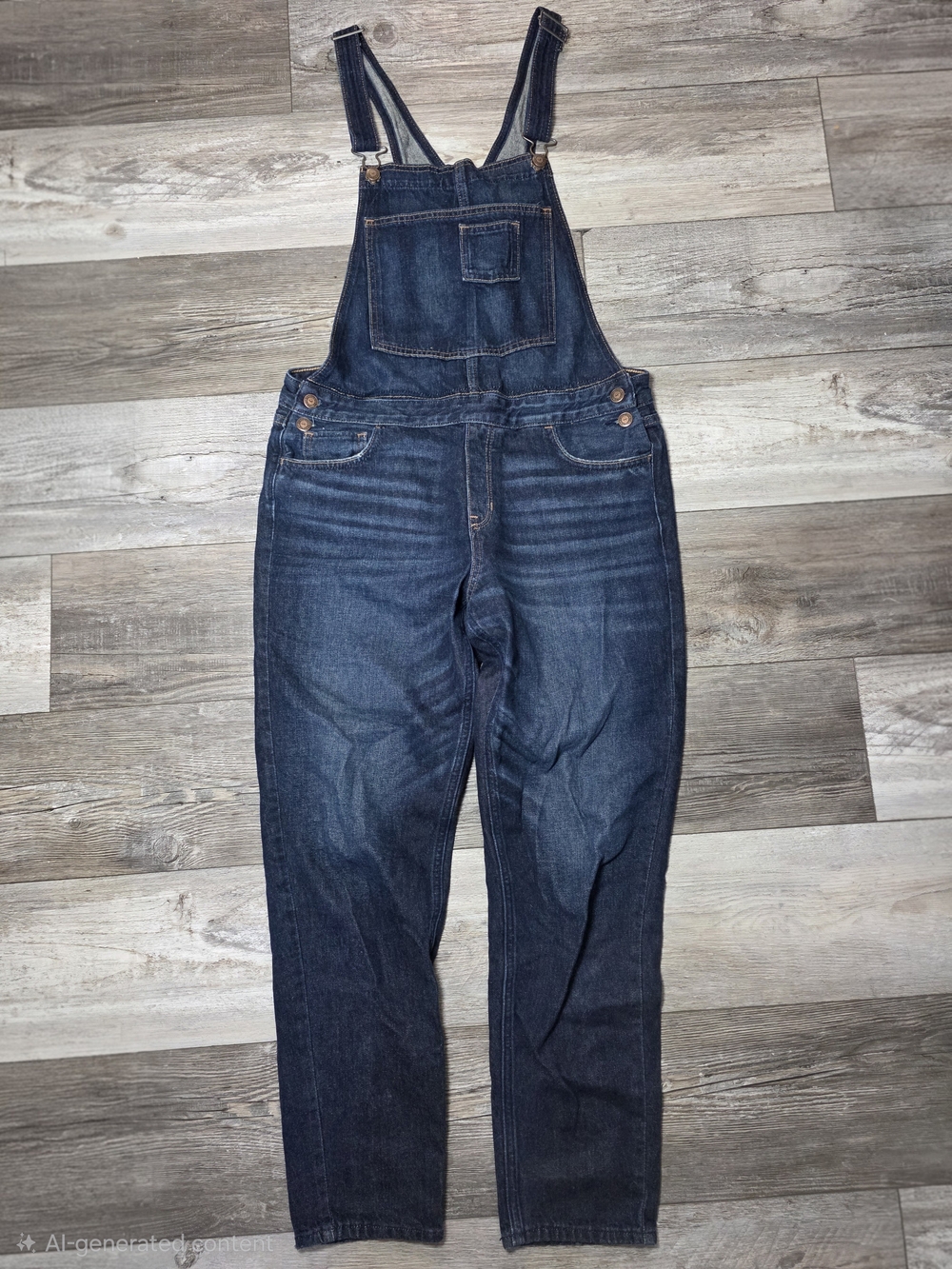 Hollister Dark Wash 100% Cotton Denim Overalls Size Lg